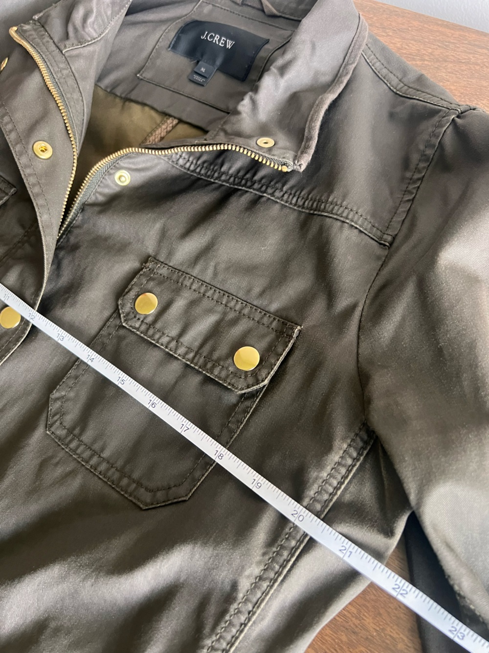J. Crew Olive Brown Waxed Cotton Military Women’s XL Boyfriend Field Jacket - Picture 9 of 12